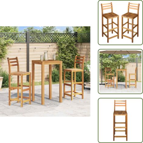 The Living Store Taburetes de cocina 2 unidades madera maciza de acacia - Taburetes de cocina