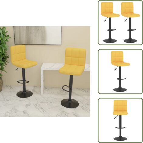 The Living Store Taburetes de cocina 2 unidades tela amarillo mostaza - Taburetes de bar