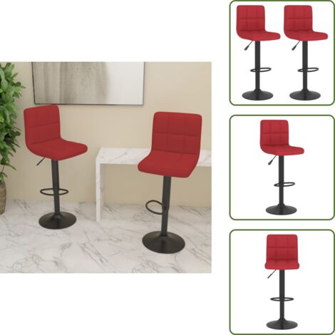 The Living Store Taburetes de cocina 2 unidades tela rojo tinto - Taburetes de bar