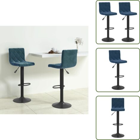 The Living Store Taburetes de cocina 2 unidades terciopelo azul - Taburetes de cocina