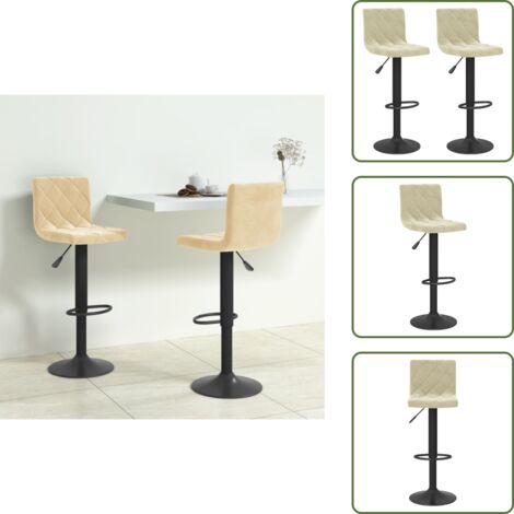 The Living Store Taburetes de cocina 2 unidades terciopelo color crema - Taburetes giratorios