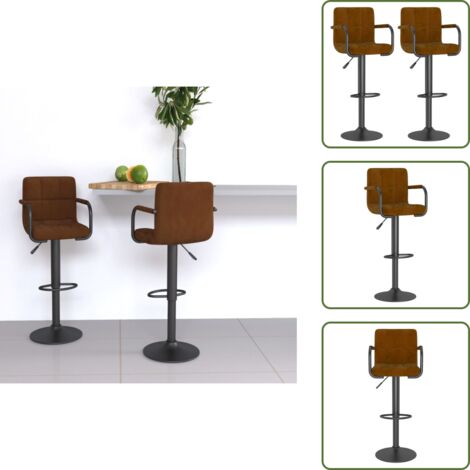 The Living Store Taburetes de cocina 2 unidades terciopelo marrón - Asiento de bar
