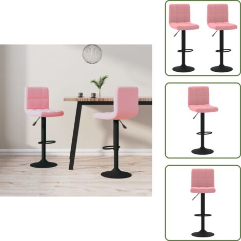 The Living Store Taburetes de cocina 2 unidades terciopelo rosa - Taburetes de bar