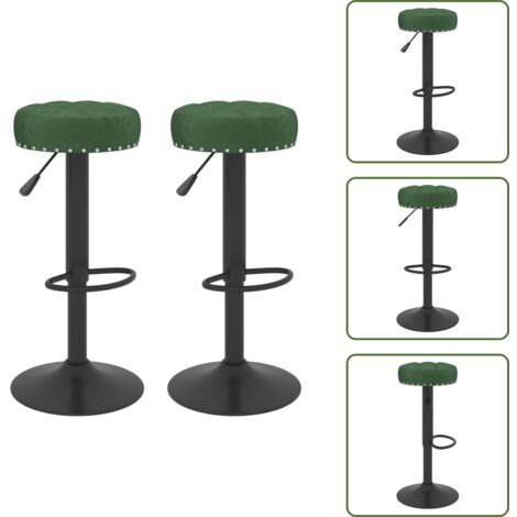 The Living Store Taburetes de cocina 2 unidades terciopelo verde oscuro - Asiento de terciopelo