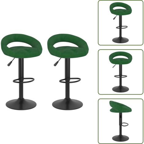 The Living Store Taburetes de cocina 2 unidades terciopelo verde oscuro - Taburete de bar