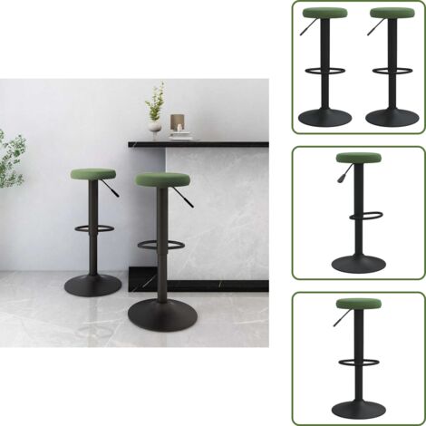 The Living Store Taburetes de cocina 2 unidades terciopelo verde oscuro - Taburete giratorio