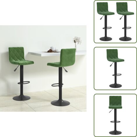 The Living Store Taburetes de cocina 2 unidades terciopelo verde oscuro - Taburetes giratorios