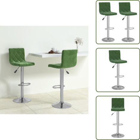 The Living Store Taburetes de cocina 2 unidades terciopelo verde oscuro - Taburetes giratorios