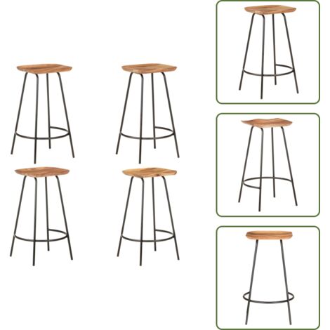The Living Store Taburetes de cocina 4 unidades madera maciza de acacia - Madera maciza