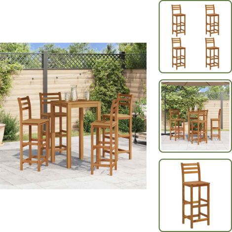 The Living Store Taburetes de cocina 4 unidades madera maciza de acacia - Taburetes de cocina