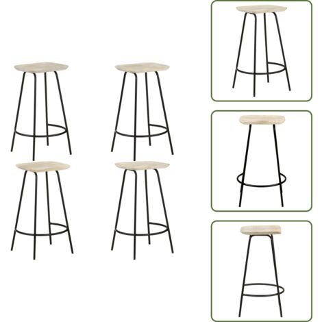 The Living Store Taburetes de cocina 4 unidades madera maciza de mango - Sillas de bar