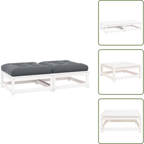 The Living Store Taburetes de jardín con cojines blanco 2 uds madera maciza pino - Cojín de jardín