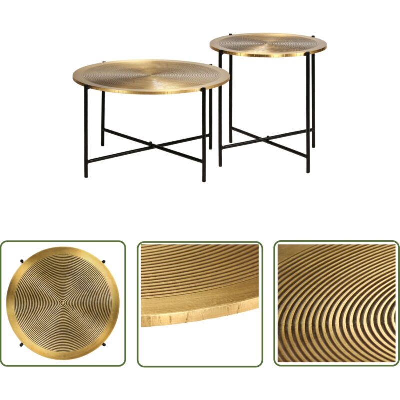 The Living Store - Ensemble de tables 2 pcs mdf recouvert de laiton - Table Basse Industrielle - Ensemble De Tables - Tables D'appoint - Meubles