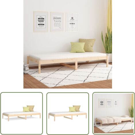 The Living Store Tagesbett 90x190 cm Massivholz Kiefer - Tagesbett - Bettsofa - Schlafcouch - Gästebett - Kiefernholz