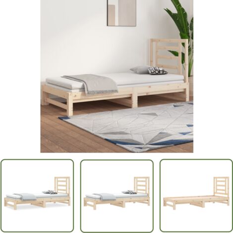 The Living Store Tagesbett Ausziehbar 2x(90x200) cm Massivholz Kiefer - Holzbett - Kiefernholzbette - Doppelbett - Gästebett - Schlafsofa