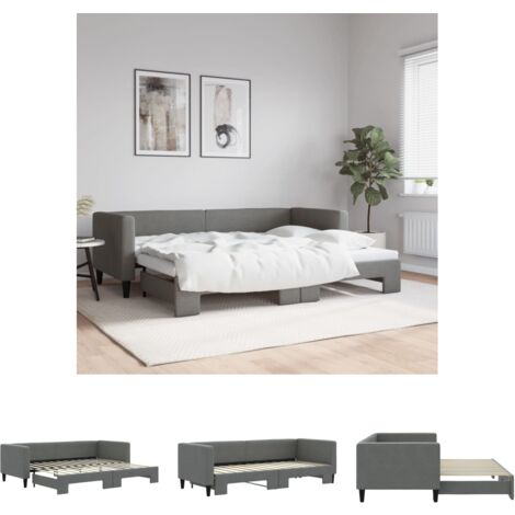 The Living Store Tagesbett Ausziehbar Dunkelgrau 80x200 cm Stoff -  Betten & Bettgestelle