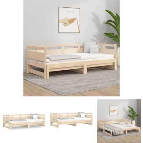 The Living Store Tagesbett Ausziehbar Massivholz Kiefer 2x(80x200) cm - Betten & Bettgestelle