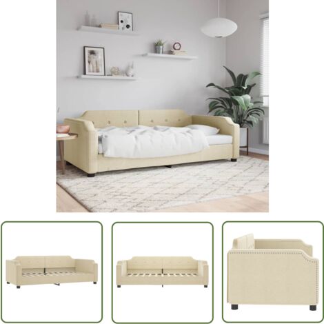 The Living Store Tagesbett Creme 80x200 cm Stoff - Sofa - Schlafsofa - Gästebett - Tagesbett - Cremefarbenes Möbelstück