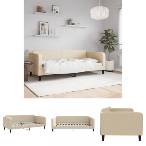 The Living Store Tagesbett Creme 90x200 cm Stoff -  Betten & Bettgestelle