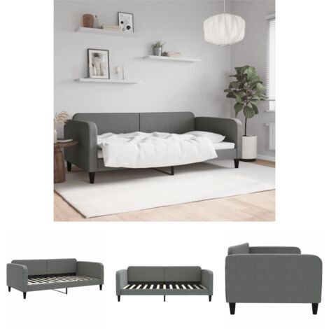 The Living Store Tagesbett Dunkelgrau 100x200 cm Stoff -  Betten & Bettgestelle