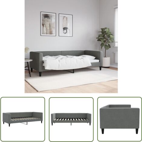 The Living Store Tagesbett Dunkelgrau 90x200 cm Stoff - Schlafsofa - Bett - Gästebett - Wohnzimmermöbel - Schlafzimmermöbel