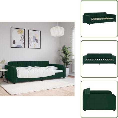 The Living Store Tagesbett Dunkelgrün 100x200 cm Samt - Sofa