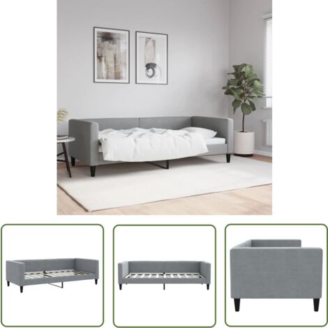 The Living Store Tagesbett Hellgrau 90x190 cm Stoff - Schlafsofa - Gästebett - Bettgestell - Boxspringbett - Polstermöbel