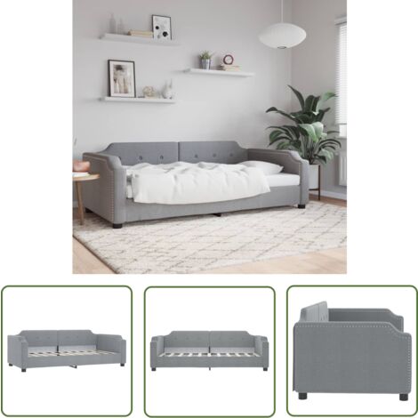 The Living Store Tagesbett Hellgrau 90x190 cm Stoff - Sofa - Schlafsofa - Gästebett - Tagesbett - Hellgrau