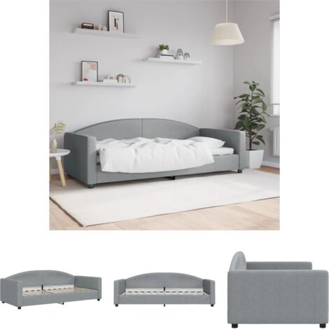 The Living Store Tagesbett Hellgrau 90x200 cm Stoff -  Betten & Bettgestelle
