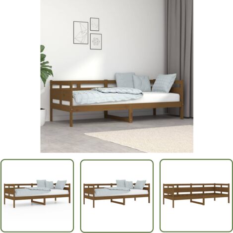 The Living Store Tagesbett Honigbraun Massivholz Kiefer 80x200 cm - Holzbett - Gästebett - Daybed - Kiefernholz - Wohnraumgestaltung