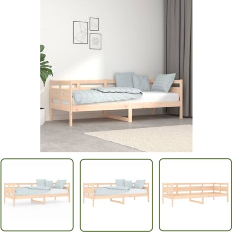 The Living Store Tagesbett Massivholz Kiefer 80x200 cm - Holzbett - Kiefernholzbett - Gästebett - Daybed - Wohnraumgestaltung