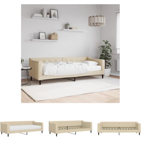 The Living Store Tagesbett mit Matratze Creme 80x200 cm Stoff -  Betten & Bettgestelle