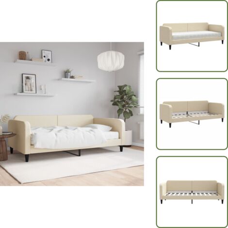 The Living Store Tagesbett mit Matratze Creme 80x200 cm Stoff - Tagesbett - Schlafsofa - Gästebett - Wohnzimmermöbel - Schlafzimmermöbel