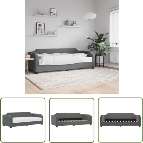 The Living Store Tagesbett mit Matratze Dunkelgrau 100x200 cm Stoff - Tagesbett - Schlafsofa - Gästebett - Doppelbett - Sofa Bett Kombination