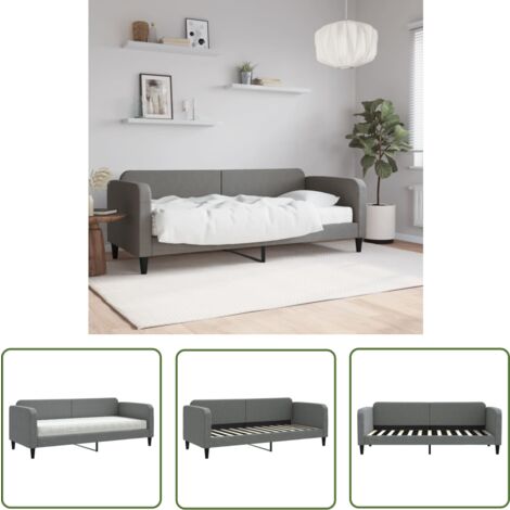 The Living Store Tagesbett mit Matratze Dunkelgrau 80x200 cm Stoff - Tagesbett - Schlafsofa - Gästebett - Doppelbett - Wohnzimmermöbel