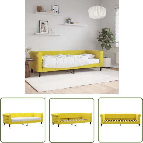 The Living Store Tagesbett mit Matratze Gelb 80x200 cm Samt - Tagesbett - Schlafsofa - Gästebett - Samtcouch - Wohnzimmermöbel
