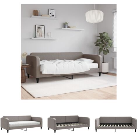 The Living Store Tagesbett mit Matratze Taupe 90x200 cm Stoff -  Betten & Bettgestelle