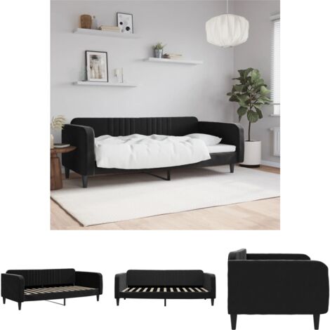 The Living Store Tagesbett Schwarz 100x200 cm Samt -  Betten & Bettgestelle