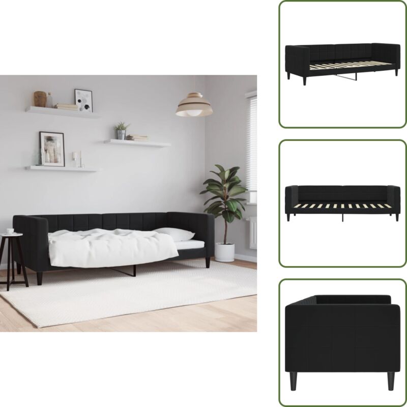 Vidaxl The Living Store - Tagesbett Schwarz 80x200 Cm Samt - Schlafsofa - Samtcouch - Gästebett - Boxspringbett - Doppelbett