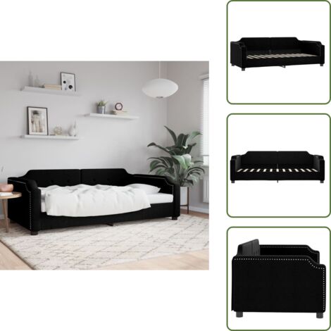 The Living Store Tagesbett Schwarz 80x200 cm Stoff - Schlafsofa - Bett - Gästebett - Wohnzimmermöbel - Schlafzimmermöbel