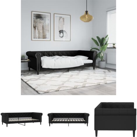 The Living Store Tagesbett Schwarz 90x200 cm Kunstleder -  Betten & Bettgestelle