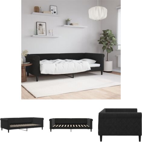 The Living Store Tagesbett Schwarz 90x200 cm Samt -  Betten & Bettgestelle