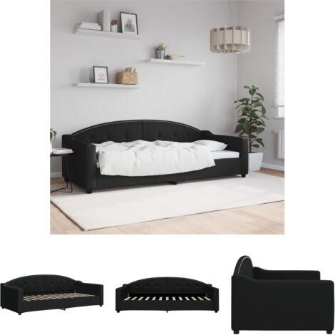 The Living Store Tagesbett Schwarz 90x200 cm Stoff -  Betten & Bettgestelle