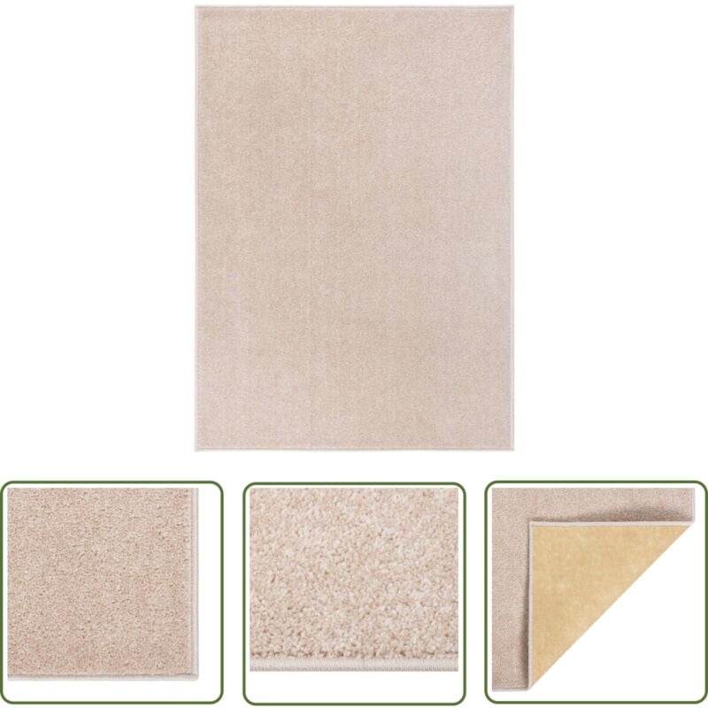 The Living Store - Tapis à poils courts 140x200 cm Beige foncé - Tapis Salon - Tapis Chambre - Tapis Moderne - Tapis Design - Tapis Beige