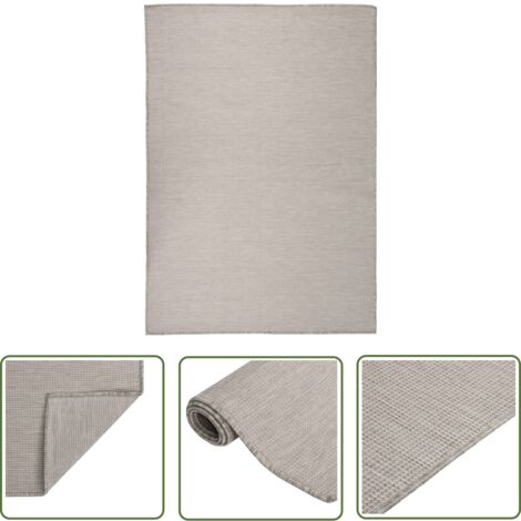 The Living Store Tapis à tissage plat d'extérieur 160x230 cm Taupe - Tapis Exterieur - Tapis De Terrasse - Tapis Balcon - Tapis Résistant Aux Intempéries - Tapis Anti Uv