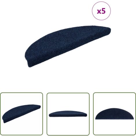 The Living Store Tapis autoadhésifs 5 pcs Bleu marine 56x17x3 cm Aiguilleté - Tapis D'escalier - Tapis Marche - Tapis Antidérapant - Tapis Lavable - Protection Escalier