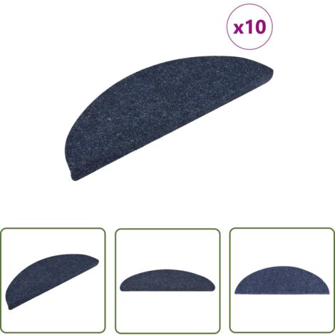 The Living Store Tapis autoadhésifs de marches 10 pcs Bleu 56x17x3 cm Aiguilleté - Tapis D'escalier - Tapis Marche - Antidérapant - Tapisserie Murale - Protection Escalier