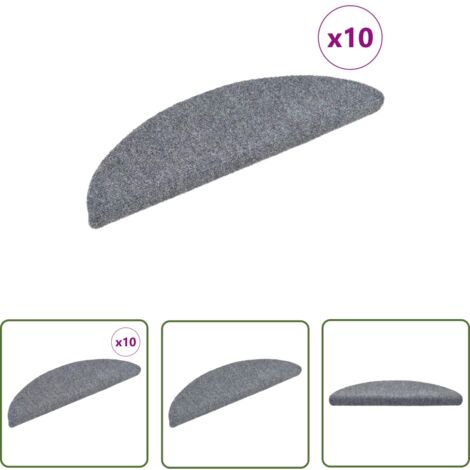 The Living Store Tapis autoadhésifs de marches 10 pcs Gris clair 56x17x3 cm - Tapis D'escalier - Tapis Marche - Carpettes Escalier - Protection Escalier - Antidérapant