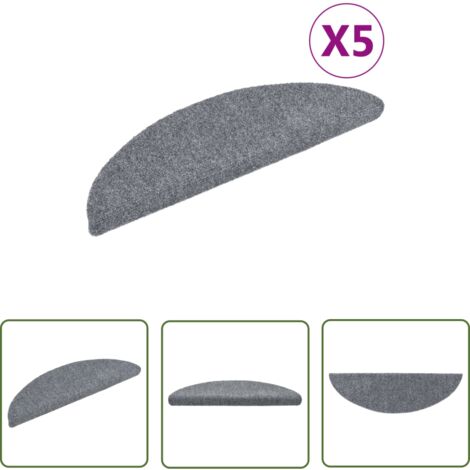 The Living Store Tapis autoadhésifs de marches 5 pcs Gris clair 56x17x3 cm - Tapis D'escalier - Tapis Marche - Carpettes Escalier - Protection Escalier - Antidérapant