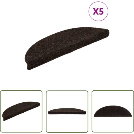 The Living Store Tapis autoadhésifs de marches 5 pcs Marron 56x17x3cm Aiguilleté - Tapis D'escalier - Tapis Marche - Antidérapant - Protection Escalier - Insonorisant